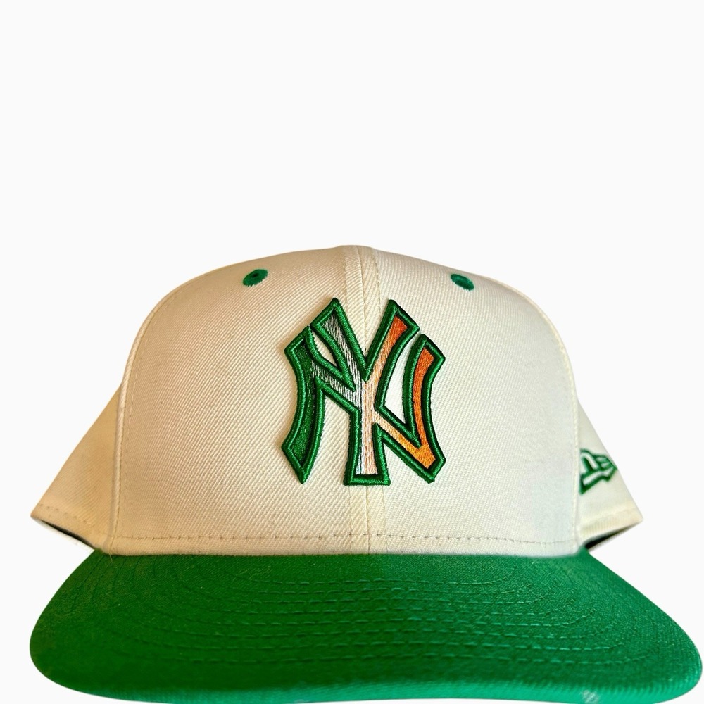 New Era 59 Fifty New York Yankees Irish Heritage Hat White & Green 7 3/4 Fresh